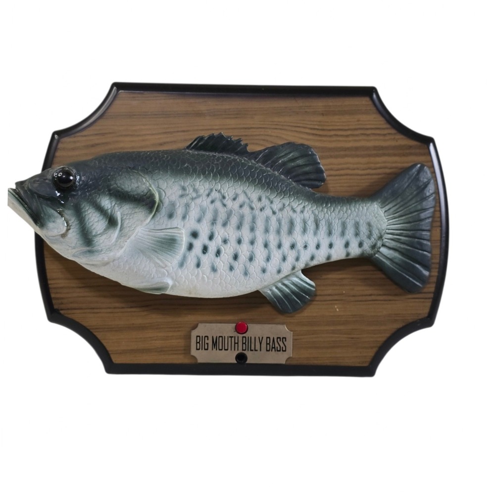 Vintage 1999 Gemmy Big Mouth Billy Bass Singing Animatronic Fish Plaque Novelty